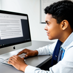 A professional coding educator, fully clothed in modest, smart casual attire, engages in a one-on-one feedback session with a student. They are seated at a clean, modern desk in a well-lit educational setting. The educator points gently at a laptop screen displaying abstract code, while the student listens attentively. The scene emphasizes personalized guidance and a supportive learning environment. The image is a professional photograph, featuring perfect anatomy, correct proportions, natural pose, well-formed hands, proper finger count, and natural body proportions, ensuring fully clothed, appropriate content, and safe for work, family-friendly viewing.