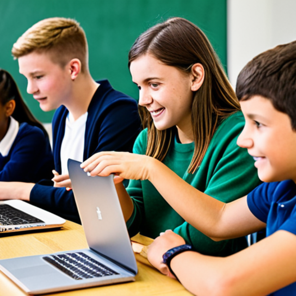 **
"A diverse group of fully clothed students collaborate on a coding project using laptops and tablets in a bright, modern classroom. The room features playful decorations and comfortable seating. Focus on engagement and teamwork. Appropriate attire, safe for work, family-friendly, perfect anatomy, correct proportions, natural pose, well-formed hands, proper finger count, professional photography, high quality."
**