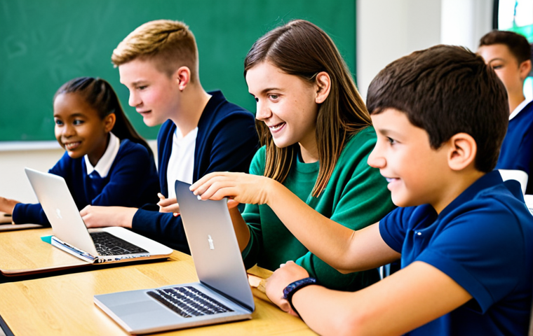 **
"A diverse group of fully clothed students collaborate on a coding project using laptops and tablets in a bright, modern classroom. The room features playful decorations and comfortable seating. Focus on engagement and teamwork. Appropriate attire, safe for work, family-friendly, perfect anatomy, correct proportions, natural pose, well-formed hands, proper finger count, professional photography, high quality."
**