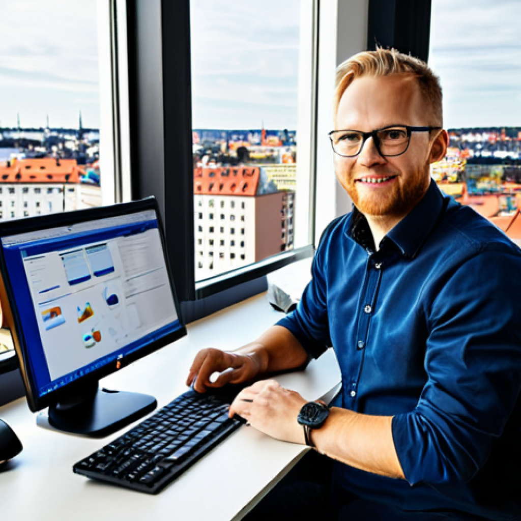 Modern Stockholm Office Scene**
"A professional software engineer, fully clothed in a modern, stylish business casual outfit appropriate for a Stockholm office, is working at a clean desk with multiple monitors. The office has large windows overlooking a bright, sunny cityscape of Stockholm. Natural lighting, perfect anatomy, correct proportions, well-formed hands, proper finger count, natural body proportions, safe for work, appropriate content, professional, modest, family-friendly, high resolution, professional photography."
**