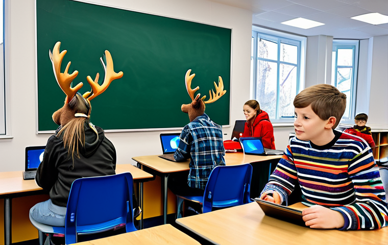 Project-Based Learning**
"A bright and colorful classroom scene, Swedish students (ages 10-12) are working collaboratively on laptops, designing a video game featuring a moose character; fully clothed, appropriate attire, safe for work, professional setting, perfect anatomy, correct proportions, natural pose, family-friendly, coding project visible on screens, whiteboard with Scratch code visible in the background."
**