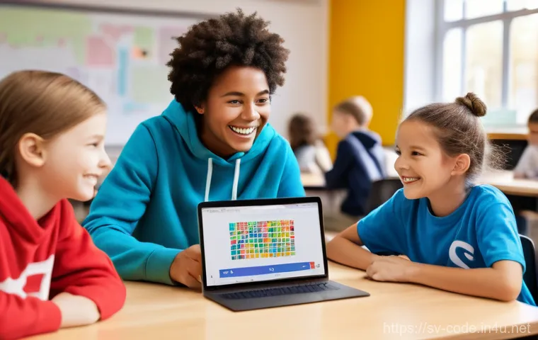 코딩교육지도사와 코딩 교육의 미래 전망 - Image Prompt 1: The Inspiring Coding Classroom** 코딩교육지도사와 코딩 교육의 미래 전망 - Image Prompt 1: The Inspiring Coding Classroom**