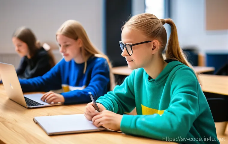 코딩교육지도사와 코딩 교육의 사회적 역할 - **A Diverse Group of Swedish Students Engaged in Coding Education:**
"A modern, bright, and invi...