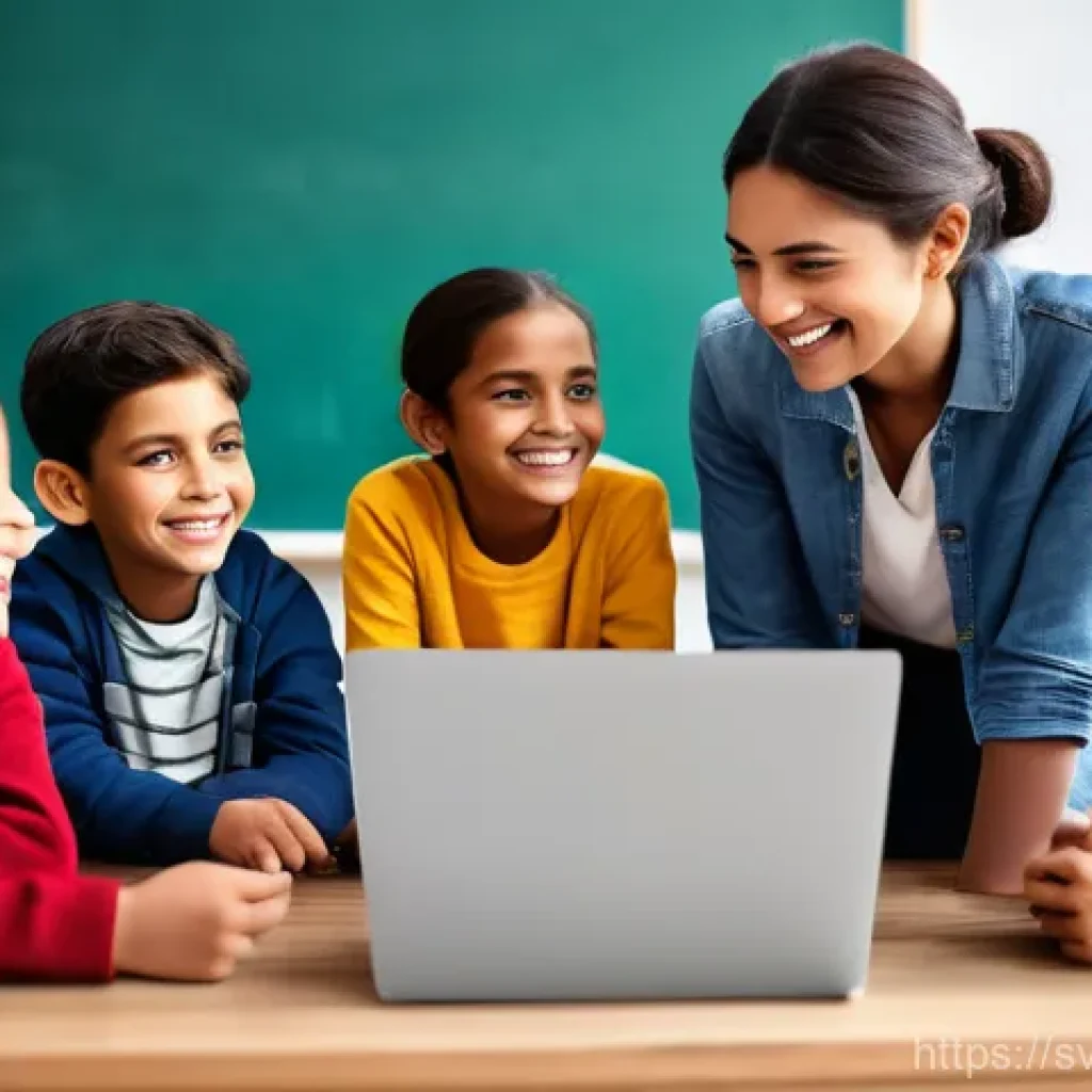 코딩교육지도사와 교육 효과 분석 사례 - One child, beaming with pride, is presenting their completed interactive story or game on a laptop s...