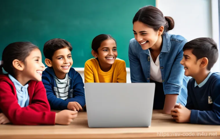 코딩교육지도사와 교육 효과 분석 사례 - One child, beaming with pride, is presenting their completed interactive story or game on a laptop s...