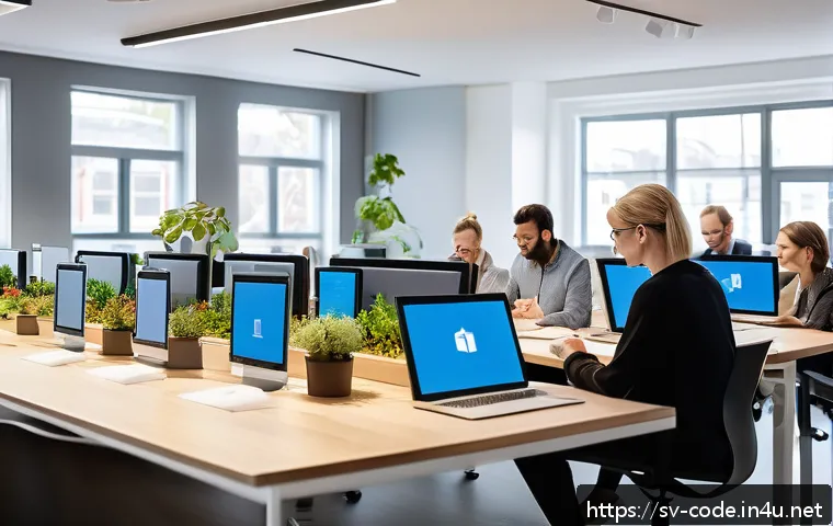 코딩교육지도사 자격증과 공무원 채용 - A modern Swedish public sector office environment showing a diverse group of professionals collabora...