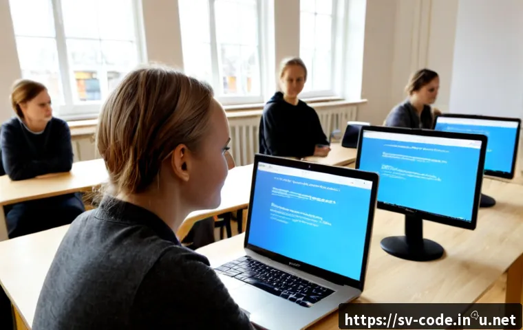 Home 17 코딩교육지도사와 자격증 취득 후 경력 관리 - Photorealistic Swedish coding education instructor in a bright Scandinavian adult-learning classroom...