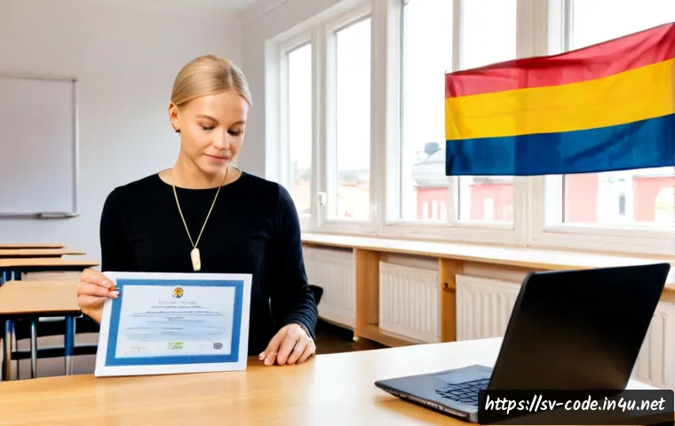 Home 17 코딩교육지도사 관련 자격증 비교 - Photorealistic comparison scene in a bright Swedish adult education classroom, a coding instructor r...